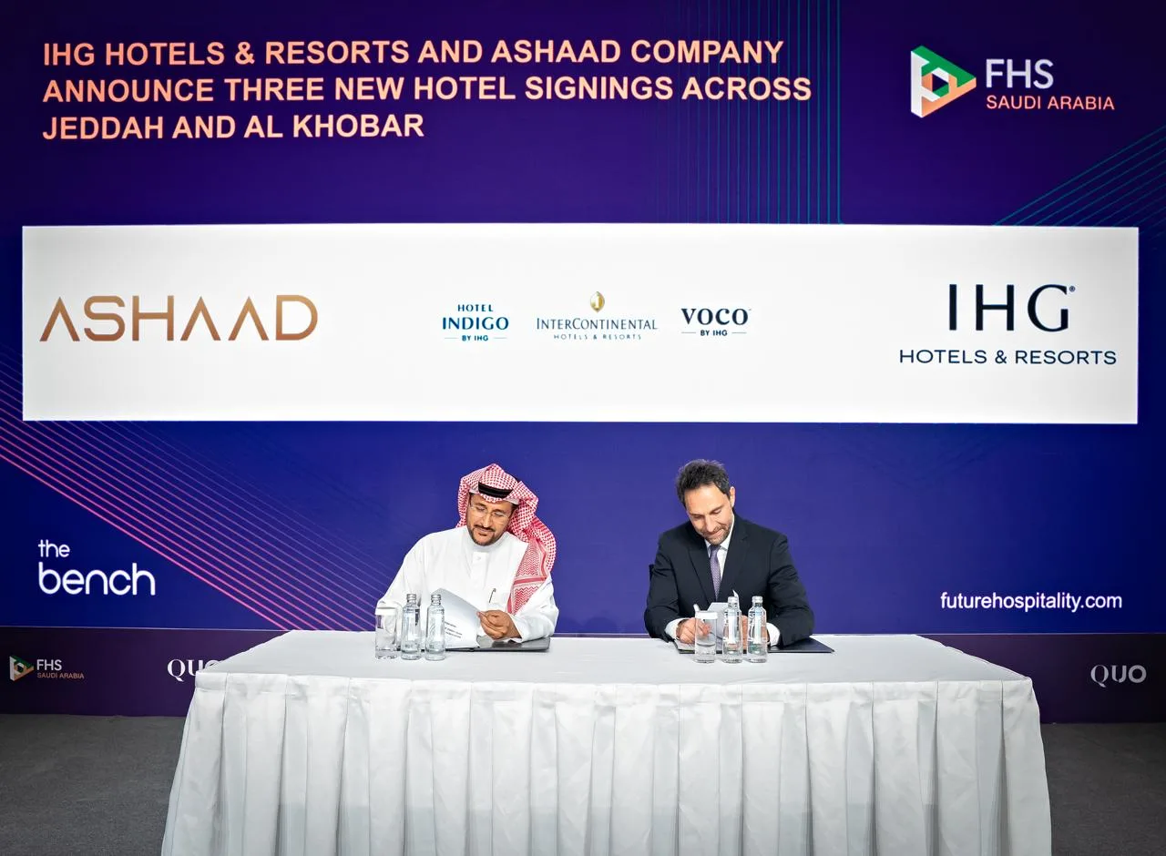 “أشاد” و”IHG” يفتتحان ثلاث فنادق عالمية تحت علامات “إنتركونتيننتال” و”ڤوكو” و”إنديغو”، مضيفين أكثر من 2700 غرفة لتغيير ملامح قطاع الضيافة في المملكة. “أشاد” و”IHG” يفتتحان ثلاث فنادق عالمية تحت علامات “إنتركونتيننتال” و”ڤوكو” و”إنديغو”، مضيفين أكثر من 2700 غرفة لتغيير ملامح قطاع الضيافة في المملكة.