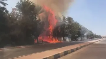 إخماد حريق في منطقة شاطئية بكورنيش حدائق حلوان