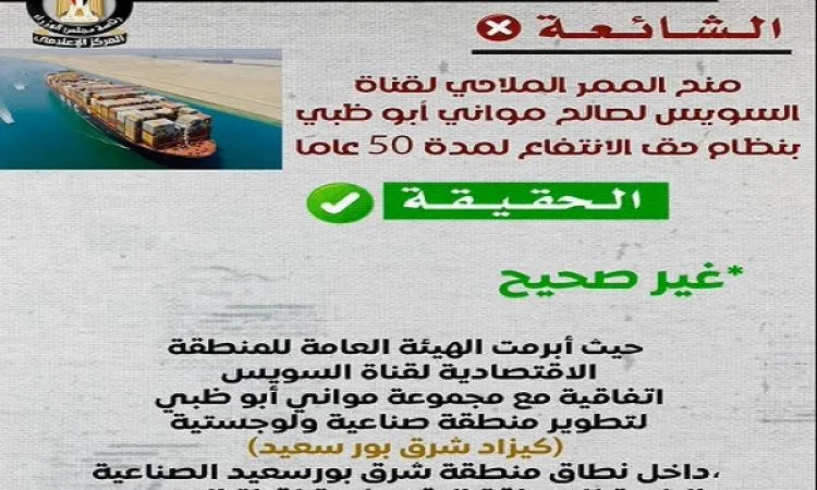 إعلام "الوزراء": لا علاقة لاتفاقية تطوير "كيزاد شرق بورسعيد" بقناة السويس إعلام "الوزراء": لا علاقة لاتفاقية تطوير "كيزاد شرق بورسعيد" بقناة السويس