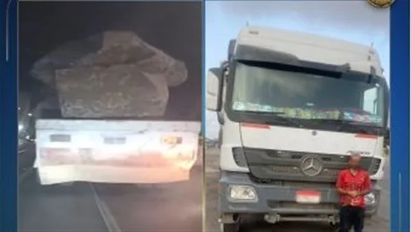 إلقاء القبض على سائق شاحنة محملة بالحجارة بدون غطاء في مينا البصل