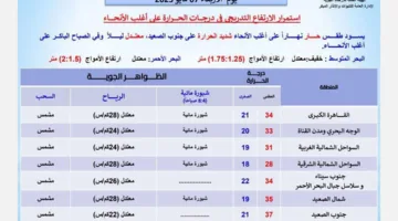 ارتفاع تدريجي فى درجات الحرارة.. الأرصاد تكشف تفاصيل  حالة الطقس غدا