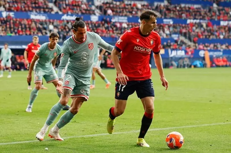الدوري الإسباني: أوساسونا يحقق فوزاً على أتلتيكو مدريد بهدفين دون مقابل الدوري الإسباني: أوساسونا يحقق فوزاً على أتلتيكو مدريد بهدفين دون مقابل