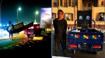 القبض على عاطل حاول سرقة أجزاء حديدية من لافتات الطريق العام