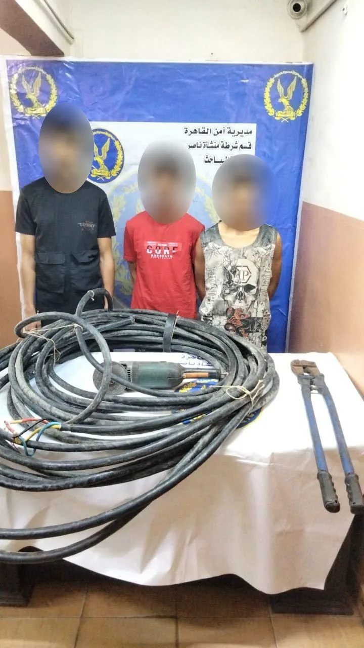القبض على لصوص كابلات أعمدة الإنارة من الطرق بالقاهرة القبض على لصوص كابلات أعمدة الإنارة من الطرق بالقاهرة