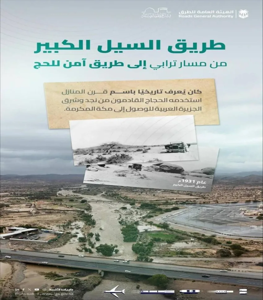 الهيئة العامة للطرق: طريق السيل الكبير.. مسار عريق للحج من نجد إلى مكة المكرمة