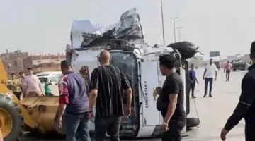 انقلاب شاحنة صغيرة على الطريق الدائري نحو المريوطية