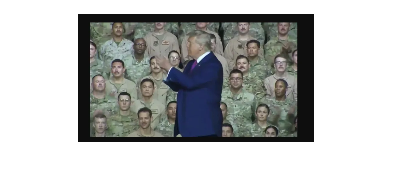 بالفيديو: ترامب يقدم عرضًا حيًا لأغنية “God Bless the USA” في قاعدة العديد بقطر بالفيديو: ترامب يقدم عرضًا حيًا لأغنية “God Bless the USA” في قاعدة العديد بقطر