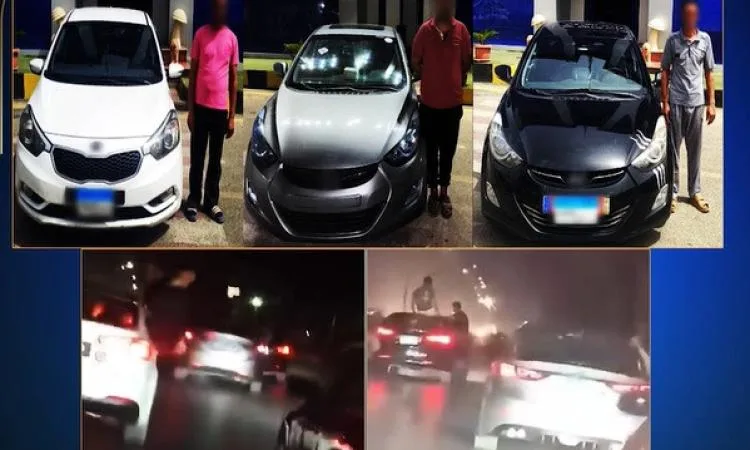 تحقيق بشأن فيديو يظهر سائقين لثلاث سيارات وهم يؤدون حركات استعراضية تحقيق بشأن فيديو يظهر سائقين لثلاث سيارات وهم يؤدون حركات استعراضية