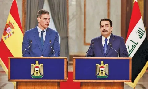 رئيس وزراء إسبانيا يطالب من بغداد بزيادة الضغط على إسرائيل لوقف المأساة في غزة، ويعلن أن بلاده ستقاضي تل أبيب في محكمة العدل الدولية.