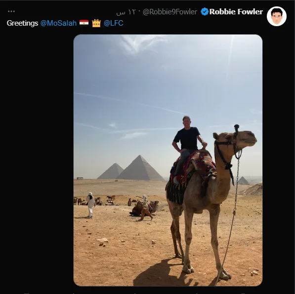 روبي فاولر أسطورة ليفربول يزور أهرامات الجيزة.. ويعلق: تحياتي لمحمد صلاح روبي فاولر أسطورة ليفربول يزور أهرامات الجيزة.. ويعلق: تحياتي لمحمد صلاح