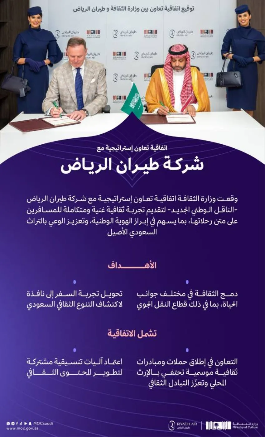 شراكة استراتيجية بين الثقافة وخطوط طيران الرياض شراكة استراتيجية بين الثقافة وخطوط طيران الرياض
