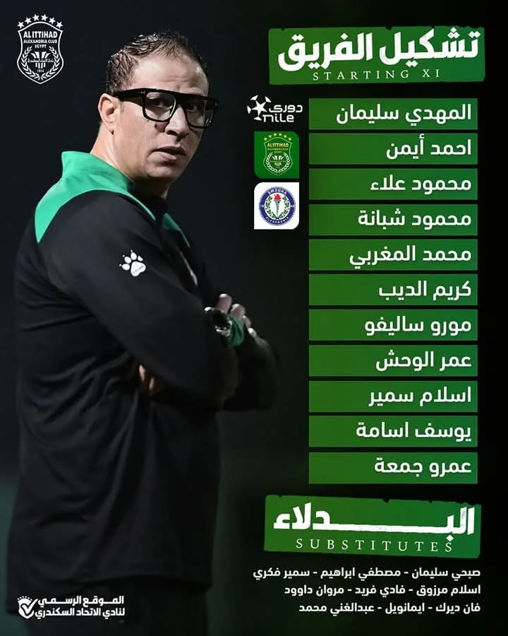 عبد العاطي يُعلن عن تشكيل فريق الاتحاد السكندري لمواجهة سموحة في الدوري الممتاز عبد العاطي يُعلن عن تشكيل فريق الاتحاد السكندري لمواجهة سموحة في الدوري الممتاز