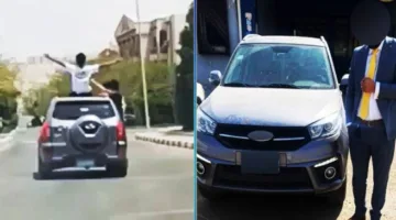 «عيد ميلاد».. ملابسات فيديو جلوس أشخاص أعلى سقف سيارة في العبور