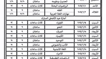 قبل انطلاقها.. ننشر جدول امتحانات الشهادة الثانوية الأزهرية 2025