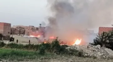 قطعة أرض فضاء.. إخماد حريق خلف مبنى التدريب المهني بالصف