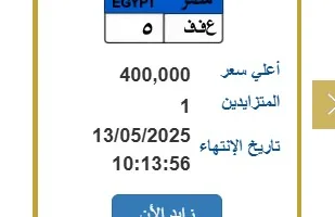 لوحة سيارة مميزة تحمل رقم «ع ف ف –5» يصل سعرها لـ 400 ألف جنيه