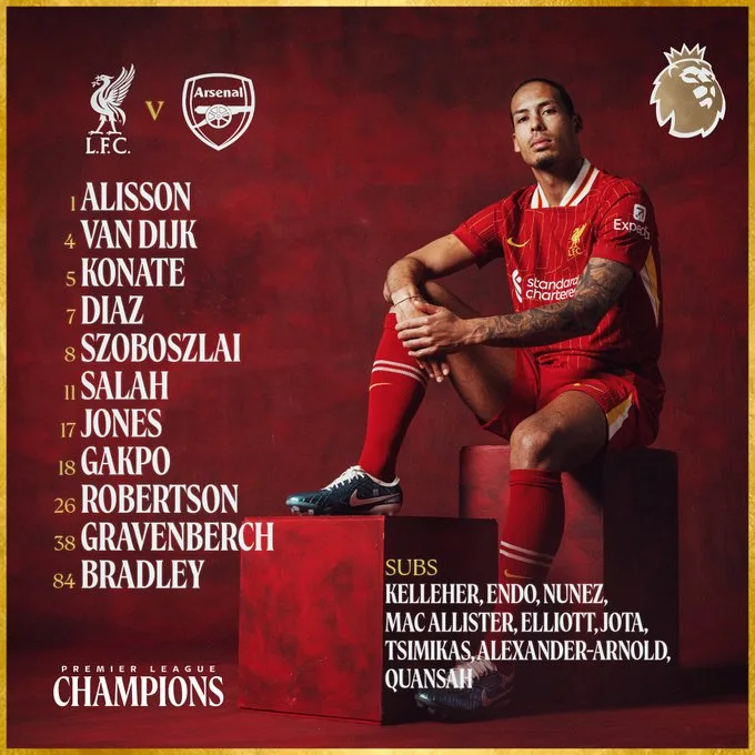 محمد صلاح أساسيًا.. تشكيل مباراة ليفربول وأرسنال بالدوري الإنجليزي الممتاز محمد صلاح أساسيًا.. تشكيل مباراة ليفربول وأرسنال بالدوري الإنجليزي الممتاز