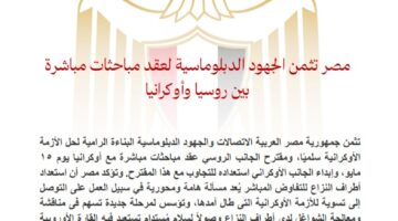 مصر تقدر المساعي الدبلوماسية لإجراء محادثات مباشرة بين روسيا وأوكرانيا