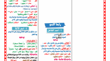 ملخص النحو في ورقتين لـ الصف الثالث الاعدادي