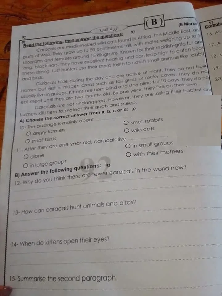 حل امتحان اللغة الإنجليزية للصف الثالث الإعدادي الفصل الدراسي الثاني في الدقهلية حل امتحان اللغة الإنجليزية للصف الثالث الإعدادي الفصل الدراسي الثاني في الدقهلية