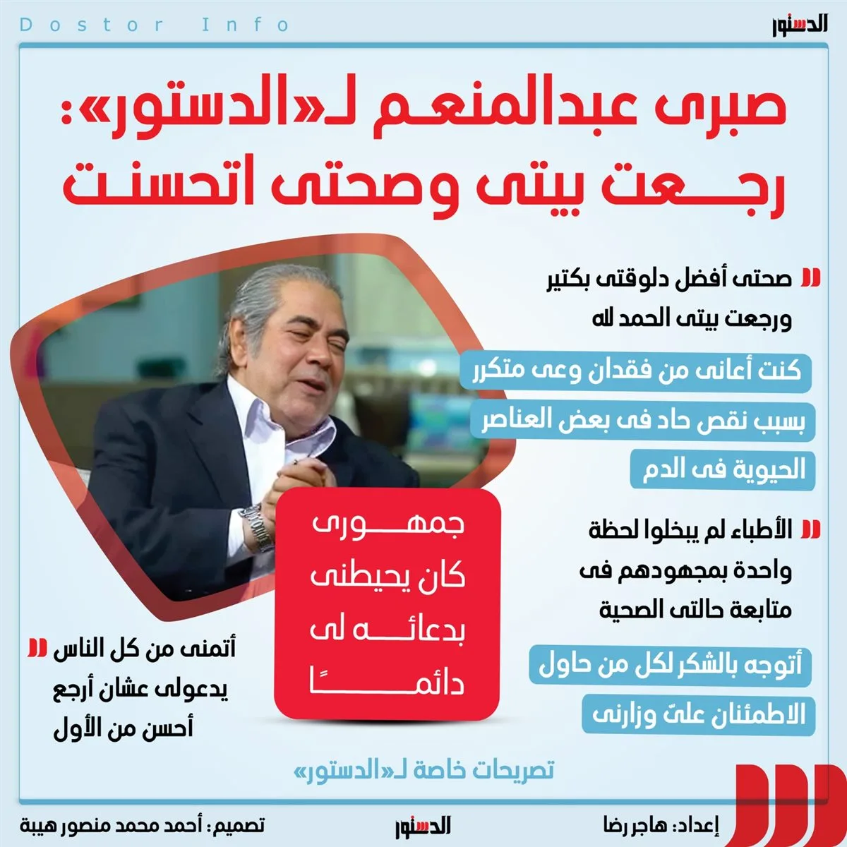 “بدعواتكم ستتحسن” .. جديد الحالة الصحية لصبري عبدالمنعم (خاص) “بدعواتكم ستتحسن” .. جديد الحالة الصحية لصبري عبدالمنعم (خاص)