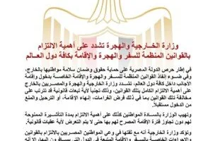 الخارجية: من الضروري احترام القوانين المتعلقة بالسفر والهجرة والإقامة في جميع دول العالم.