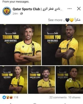 عاجل.. نادي قطر يعبّر عن امتنانه لبيرسي تاو وأحمد عبد القادر عاجل.. نادي قطر يعبّر عن امتنانه لبيرسي تاو وأحمد عبد القادر