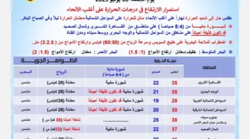 تحذير هام من الهيئة العامة للأرصاد خلال أول أيام عيد الأضحى المبارك