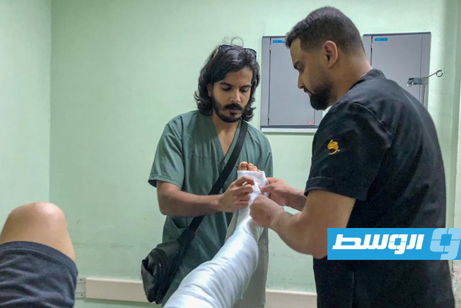 إسعاف المصابين بمستشفى الجلاء في بنغازي أول أيام عيد الأضحى، الجمعة 6 يونيو 2025. (مستشفى الجلاء للجراحة الحوادث)