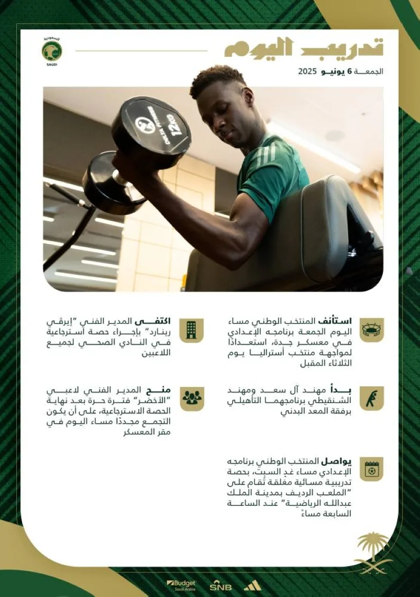المنتخب الأخضر يعود لاستكمال تدريباته في معسكر جدة المنتخب الأخضر يعود لاستكمال تدريباته في معسكر جدة