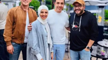 حسام داغر مع حنان ترك وزوجها خلال صلاة العيد في كاليفورنيا