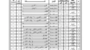 جدول اختبارات الثانوية العامة 2025 لكافة التخصصات