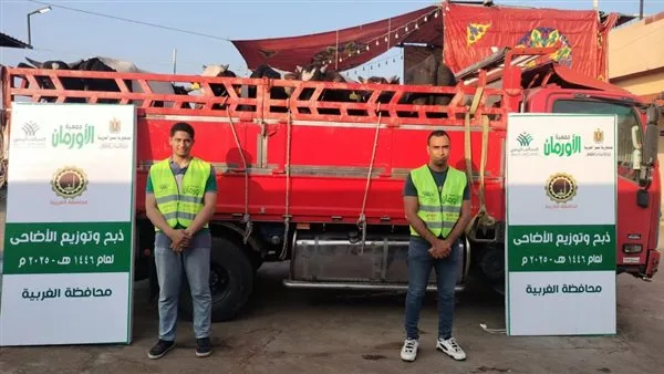 الأورمان تستمر في ذبح وتوزيع لحوم الأضاحي على الأسر الأشد حاجة في الغربية.