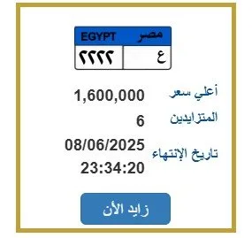 «تجاوز سعرها مليون ونصف».. مزاد مثير على لوحة سيارة فريدة «تجاوز سعرها مليون ونصف».. مزاد مثير على لوحة سيارة فريدة