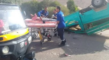 إصابات بالغة في حادث تصادم بين سيارة خاصة ودراجة نارية في المنيا
