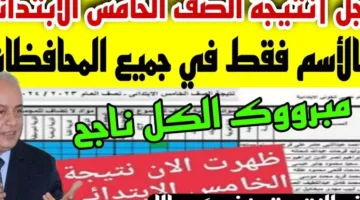 نتائج الصف الخامس الابتدائي للفصل الدراسي الثاني 2025 على بوابة التعليم الأساسي باستخدام رقم الجلوس أو الاسم أو الرقم القومي.