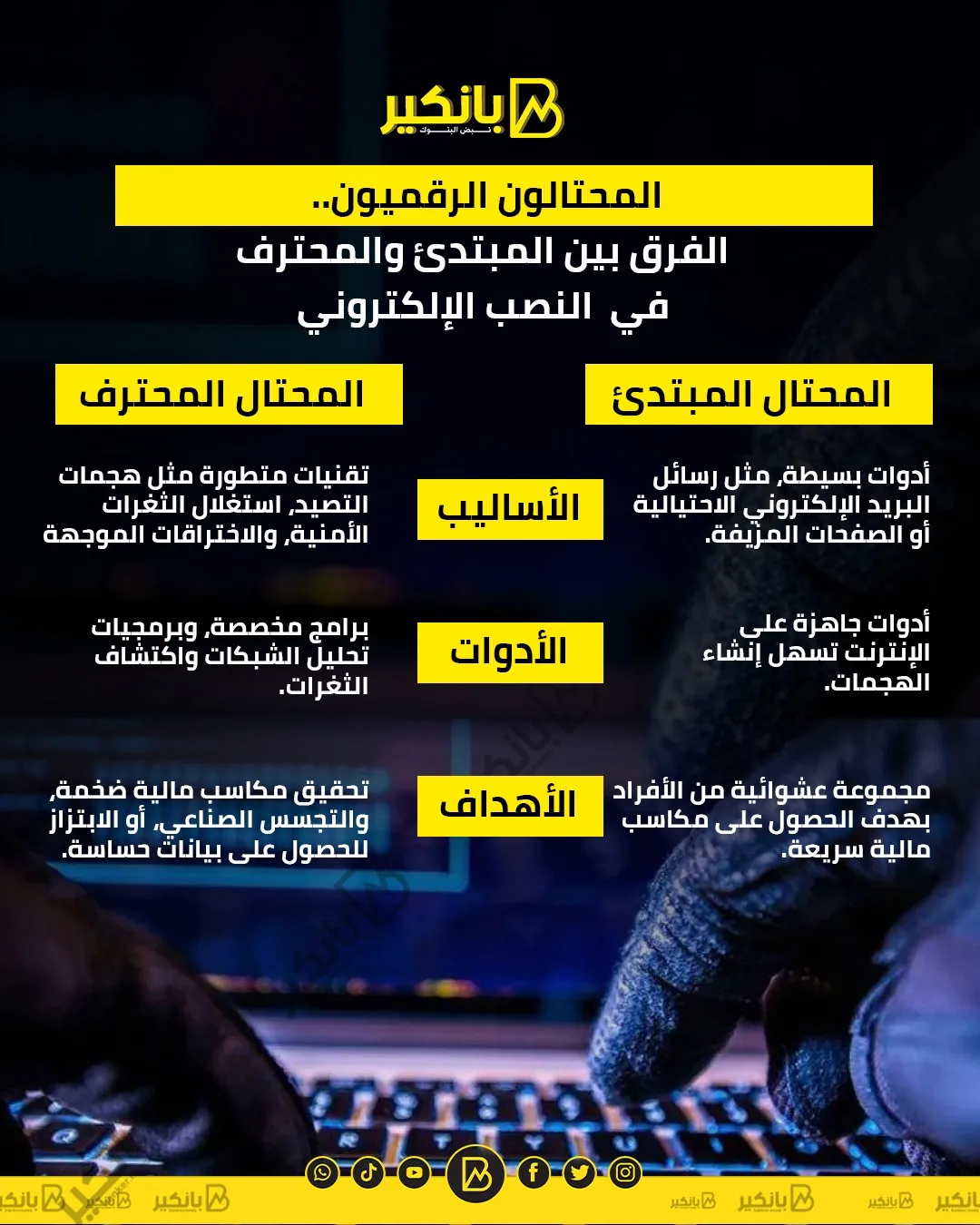 المحتالون الإلكترونيون: الفروق بين المبتدئين والمحترفين في الاحتيال عبر الإنترنت | إنفوجراف المحتالون الإلكترونيون: الفروق بين المبتدئين والمحترفين في الاحتيال عبر الإنترنت | إنفوجراف