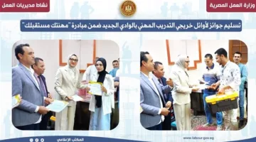 توزيع جوائز على الأوائل في خريجي التدريب المهني بمحافظة الوادي الجديد ضمن مبادرة “مهنتك مستقبلُك”