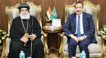 محافظ المنوفية يرحب بالأنبا بنيامين مطران المنوفية لتهنئته بعيد الأضحى وعيد المحافظة القومي