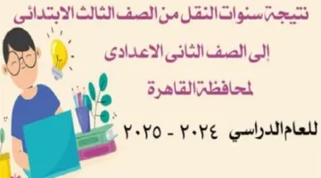 تابع معنا: تحديثات لحظية لنتائج سنوات النقل 2025 في محافظة القاهرة