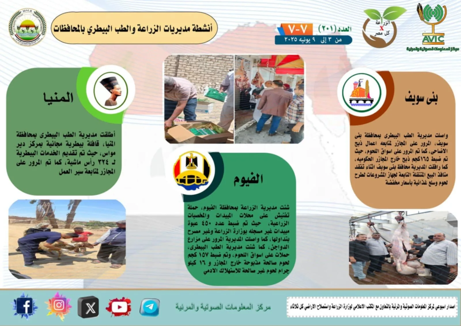 إنفوجراف| “الزراعة في جميع أنحاء مصر” العدد 201 .. اكتشف أنشطة وجهود مديريات الزراعة والطب البيطري إنفوجراف| “الزراعة في جميع أنحاء مصر” العدد 201 .. اكتشف أنشطة وجهود مديريات الزراعة والطب البيطري