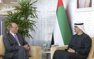 خالد بن محمد بن زايد يلتقي بالمدير التنفيذي لشركة “بلاك روك”