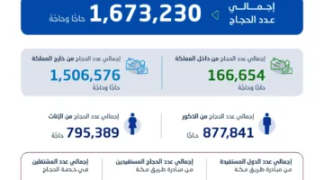 الهيئة العامة للإحصاء: إجمالي عدد العاملين خلال موسم حج 1446هـ وصل إلى (420,070) شخصًا لخدمة (1,673,230) حاجًا وحاجة.