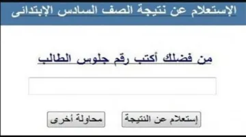 عبر منصة التعليم الأساسي: نتائج الصف السادس الابتدائي باستخدام رقم الجلوس والاسم