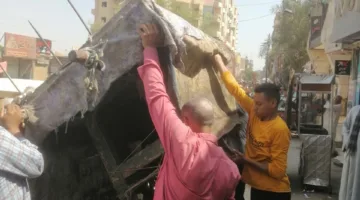 إطلاق حملات لإزالة التعديات والإشغالات على حرم الطريق في مدينة ديروط