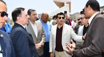 وزير الرياضة ومحافظ دمياط يزوران المشروع الاستثماري ومبادرة الموهبة والبطل الأولمبي في مركز شباب فارسكور.