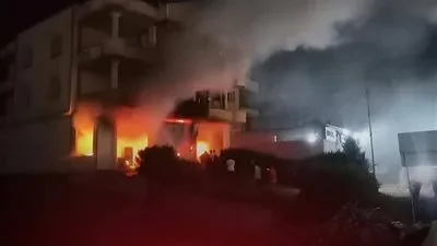 انفجار خط غاز داخل فرن خبز أمام مول البنفسج في حدائق أكتوبر انفجار خط غاز داخل فرن خبز أمام مول البنفسج في حدائق أكتوبر