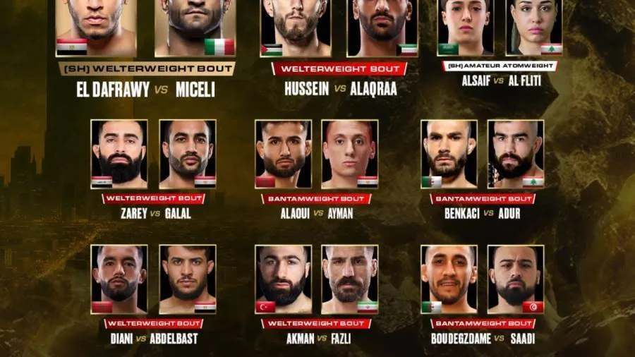 دوري المحترفين للمقاتلين في الشرق الأوسط وشمال أفريقيا يعلن عن جدول المباريات للنسخة الثانية في الرياض دوري المحترفين للمقاتلين في الشرق الأوسط وشمال أفريقيا يعلن عن جدول المباريات للنسخة الثانية في الرياض