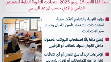بدء امتحانات الثانوية العامة 2025 غدًا… وتدابير مكافحة الغش (إنفوجراف)