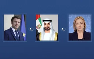 رئيس الدولة يتحدث هاتفياً مع الرئيس الفرنسي ورئيسة وزراء إيطاليا حول تعزيز التعاون والتطورات الإقليمية.